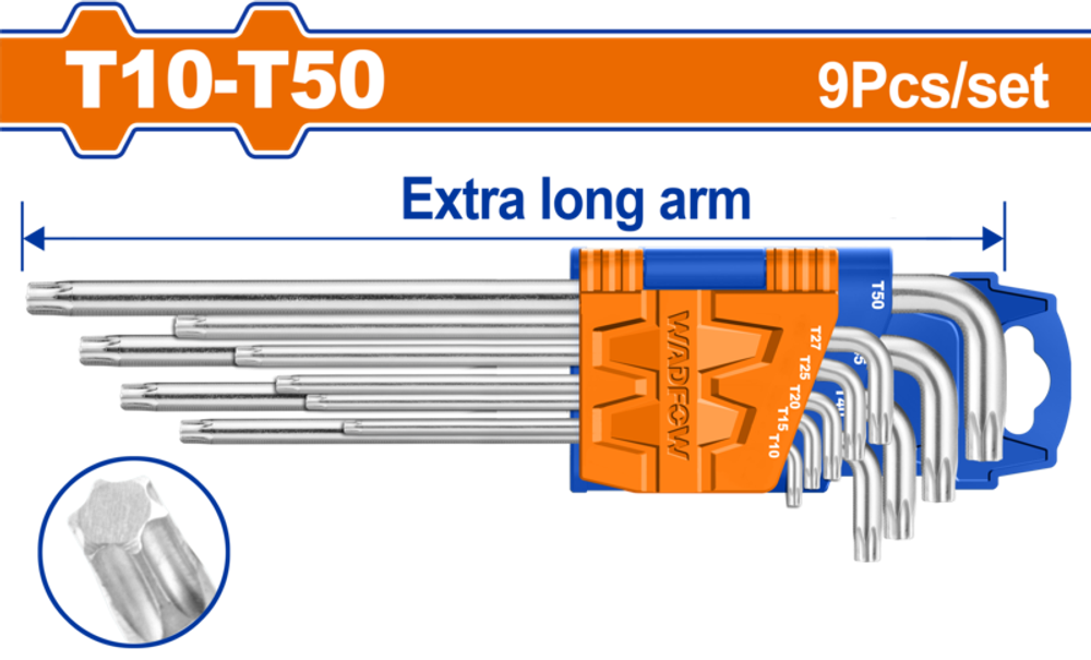 Набор шестигранников TORX 9 шт. (6/48) WADFOW WHK3292