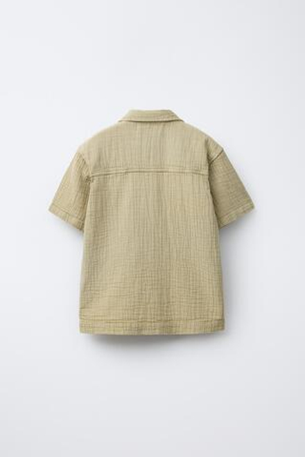 ZARA РУБАШКА ИЗ РЕЛЬЕФНОЙ ТКАНИ, СВЕТЛО-ЗЕЛЕНЫЙ