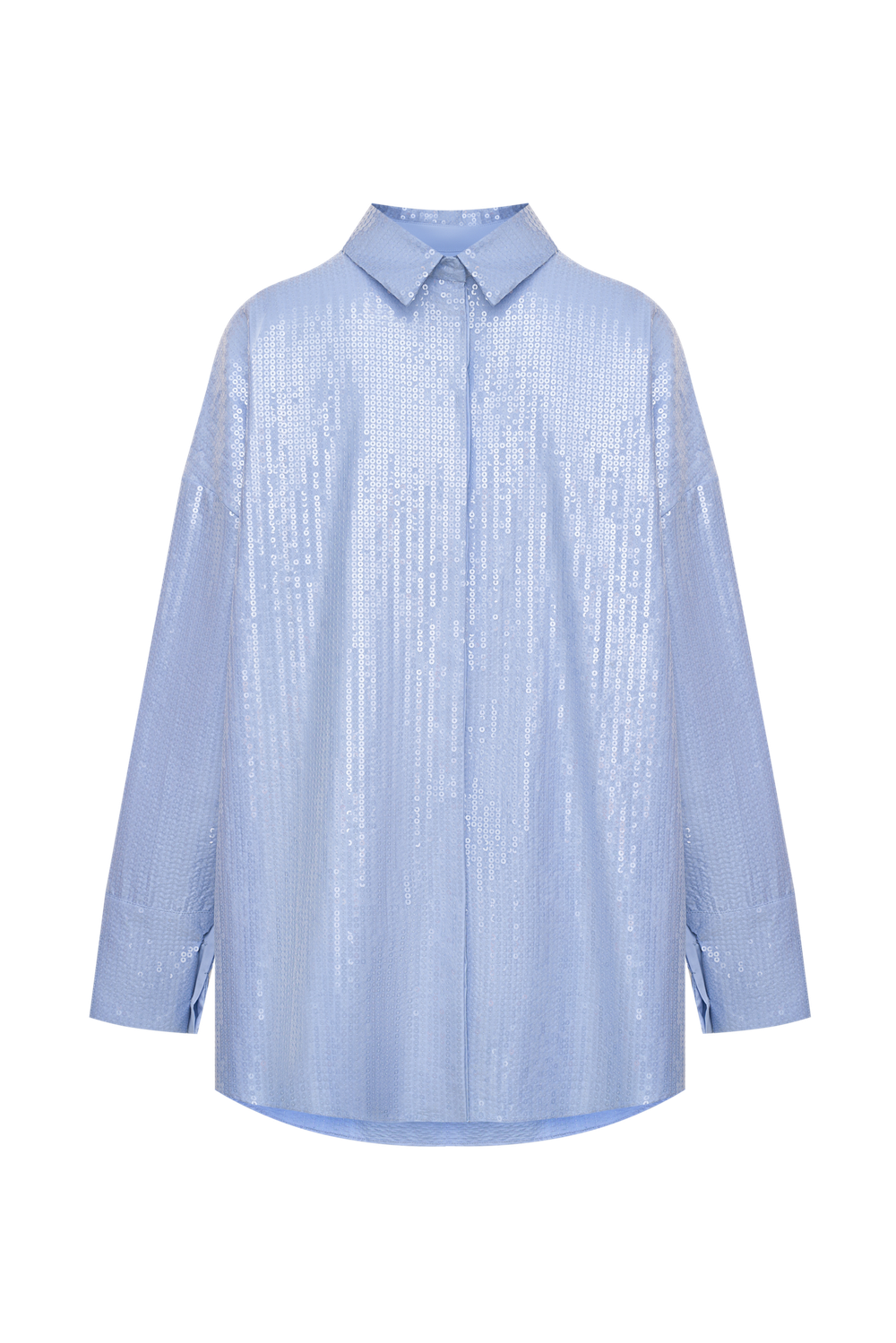 Рубашка с пайетками (Office Queen), голубая