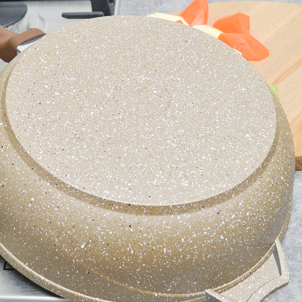 Сотейник 28см Гранит brown с несъемной ручкой и cтеклянной крышкой