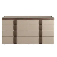 Комод 7203 из кожи, ореха и полированной стали