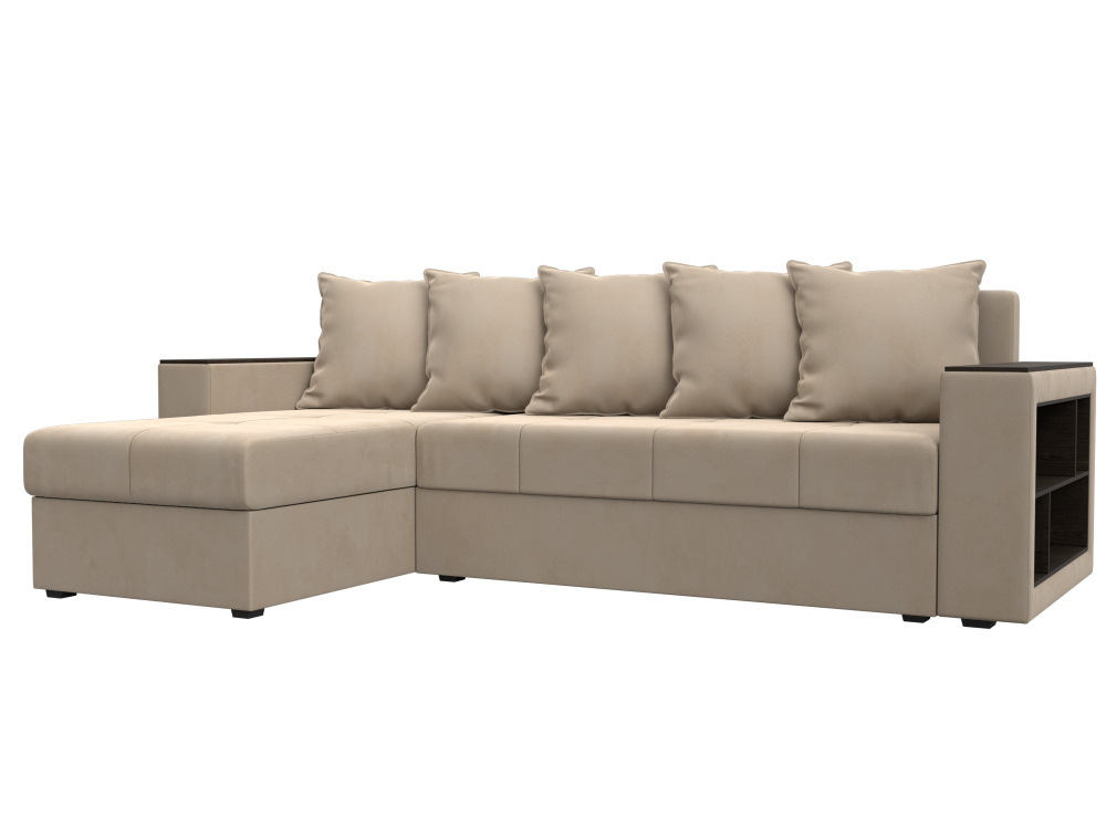 Диван угловой Дубай Лайт левый угол, Бежевый, Велюр, 114151L