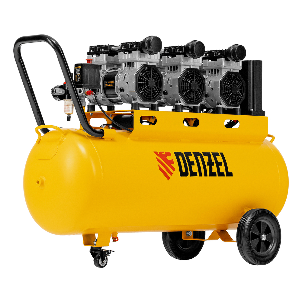 Компрессор безмаслянный малошумный DLS 2250/100, 2250 Вт, 3х750, 100 л, 410 л/мин блок упр// Denzel