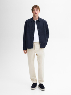 Massimo Dutti Легкая куртка-рубашка из водонепроницаемой ткани, темно-синий