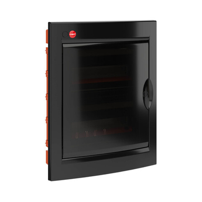 Щиток встраиваемый с дверцей24 мод.,IP41, черный, с клеммным блоком 63А и замком