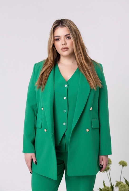 Жакет двубортный, зеленый