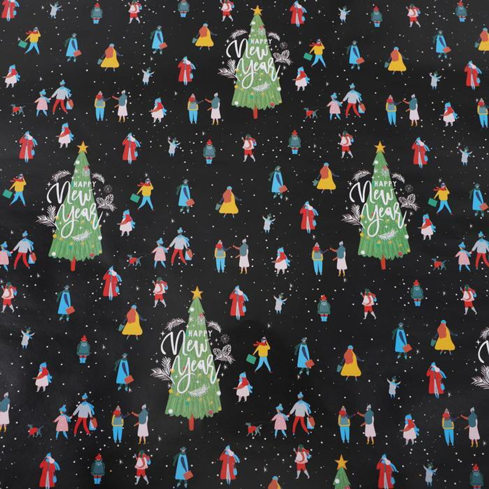 Бумага упаковочная глянцевая  «Зимняя прогулка», 70 х 100 см