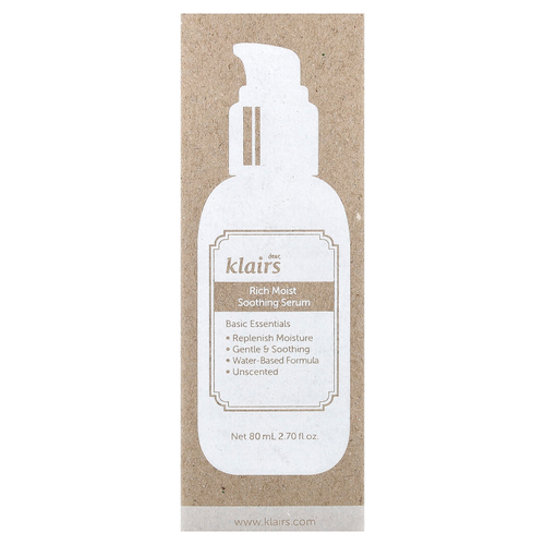 Dear, Klairs, увлажняющая и успокаивающая сыворотка, без ароматизаторов, 80 мл (2,7 жидк. унции)