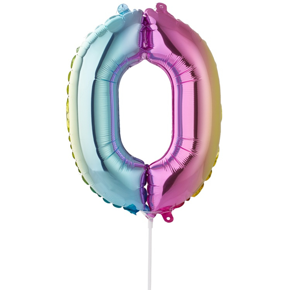 Шар фольгированный Цифра 0 40 см (Ассорти)