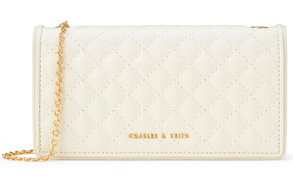 CHARLES&KEITH PU Crossbody Bag, Wallet Mini Women"s Cream Milk White/Pink/Multi Composite Color
