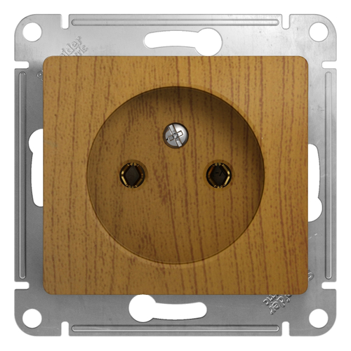 Schneider Electric Glossa Дерево Дуб Розетка без заземляющих контактов механизм IP20 скрытая установка GSL000541