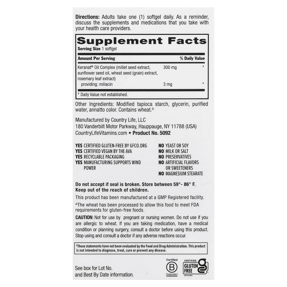 Country Life, Maxi-Hair® и Scalp Rescue, клинически подтвержденная эффективность, 30 веганских капсул