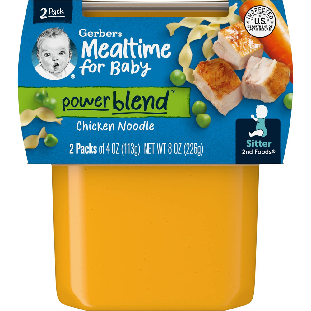 Gerber, Mealtime for Baby, Power Blend™, 2nd Foods®, курица и лапша, 2 пакетика по 113 г (4 унции)