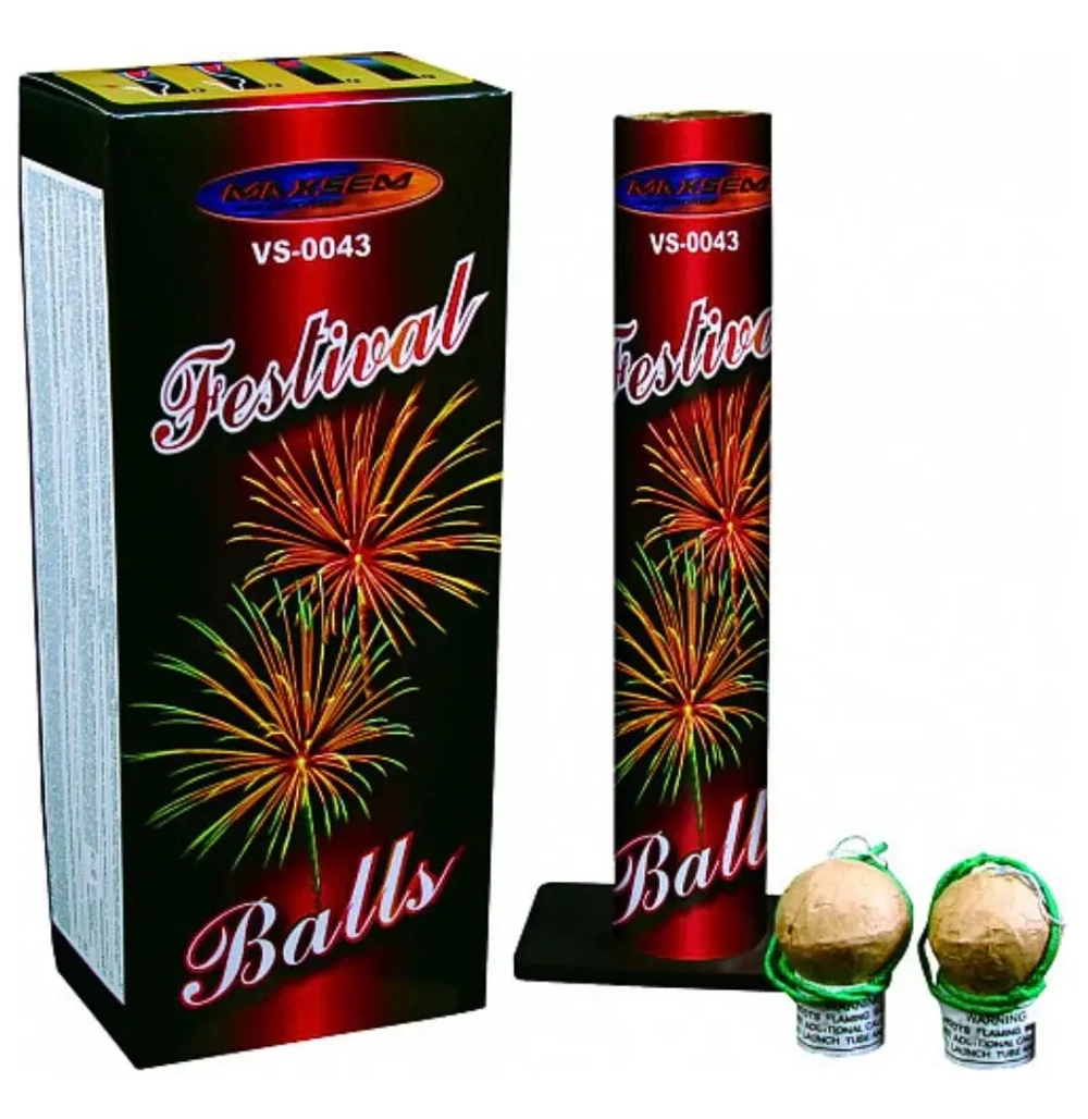 VS‑0043 Festival Bally: набор из 10 фестивальных шаров 38 мм с мортирой.