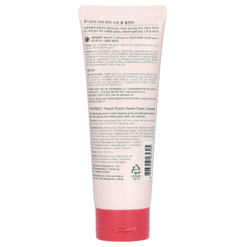 TonyMoly, Sweet Foam, очищающая пенка, персиковый пунш, 150 мл (5,07 жидк. унц.)