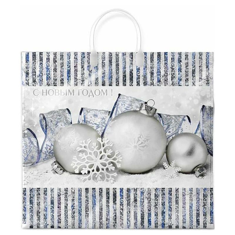 Пакет новогодний пластиковая ручка Россия 38*35 см 90 мкм Лёд 1 шт 100  шт/кор