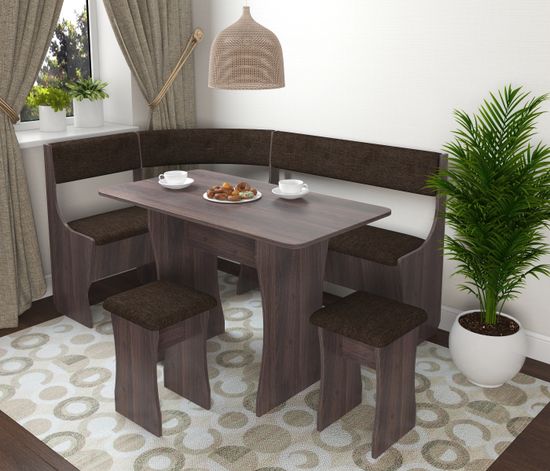 Кухонный уголок bello "Оливьер" (Дуб Термо/Рогожка Savana Chocolate (AT)) -G/Л1