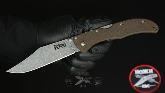 Складной нож Cold Steel 20KR9 Range Boss Flat Dark Earth c клинком из стали 4034 Stainless Steel, рукоять GRN