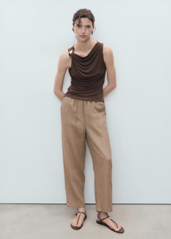 Брюки изо льна со шнурком