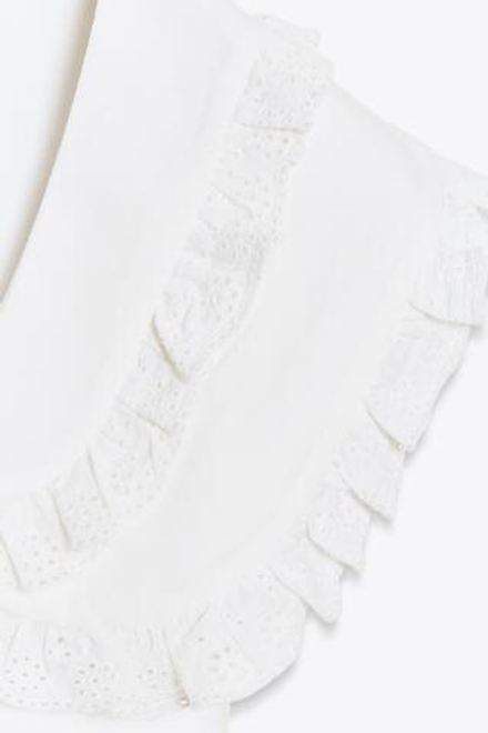 ZARA ФУТБОЛКА С ВОРОТНИКОМ-СТОЙКОЙ, БЕЛЫЙ