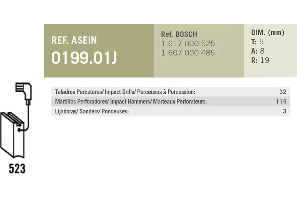 ЩЕТКИ УГОЛЬНЫЕ GBH 2-24 DRE/GBH 2-26 DBR/GBH 2-26 DFR/2400/2600 Bosch 1617000525