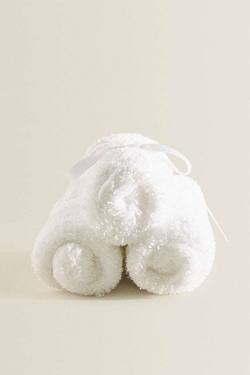 ZARA HOME ХЛОПКОВОЕ ПОЛОТЕНЦЕ (НАБОР ИЗ 3 ШТУК), БЕЛЫЙ
