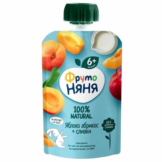 FRUTONANNY. 90 qr. Püre. Alma, ərik, qaymaq (6+ ay) (1x12)