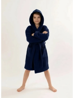 Халат детский махровый "Элит" с капюшоном, цвет: 761-Темно-синий