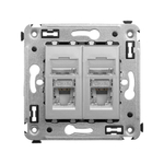 Компьютерная розетка RJ-45 в стену, кат.6 двойная экранированная"Avanti", "Закаленная сталь"