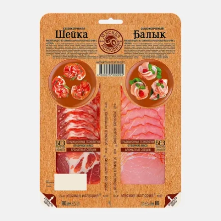 Шейка/Балык Мясная история сырокопченая нарезка 85г
