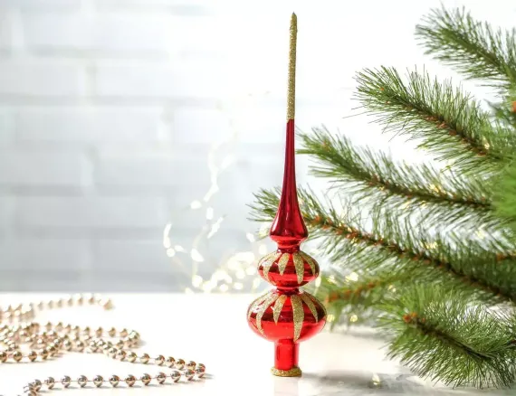 С2329/1 Елочная макушка Капель 25,5 см, красный, Ёлочка