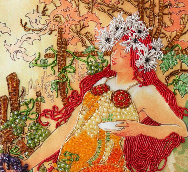 С-7г Набор для вышивания хрустальными камнями "Осень" Альфонса Мухи