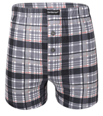 Клетчатые трусы-шорты на пуговках (Размер: L) (Цвет: серый)