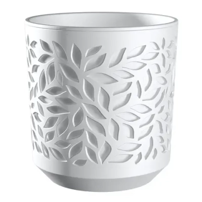 Кашпо для цветов пластиковое 2,5л d-16.2 см «Leaves» Белый/Белый