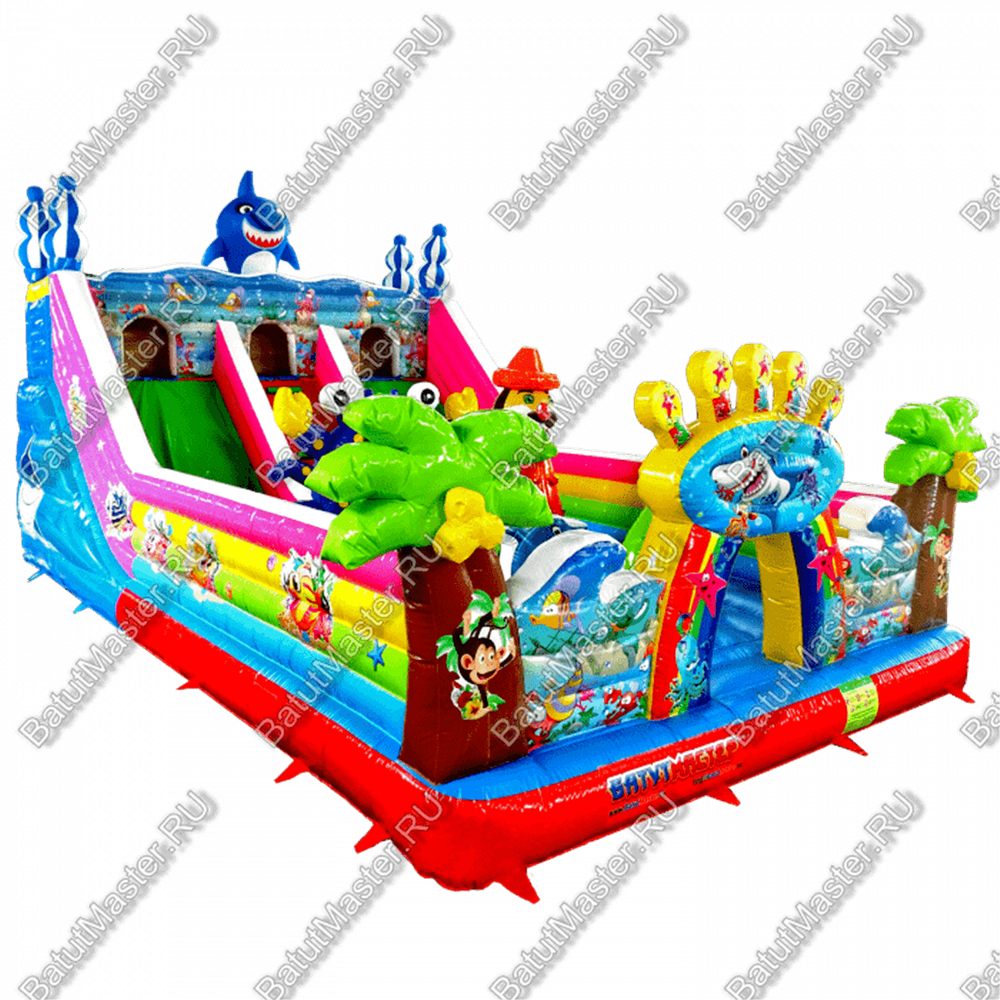 Батут с горкой "В гостях у моря" 12*6*6 м