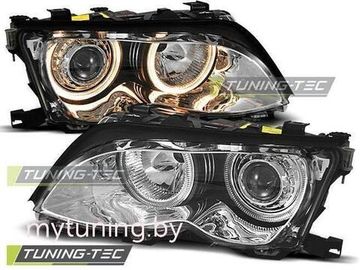 Передние фары Bmw 3 E46 angel eyes chrome