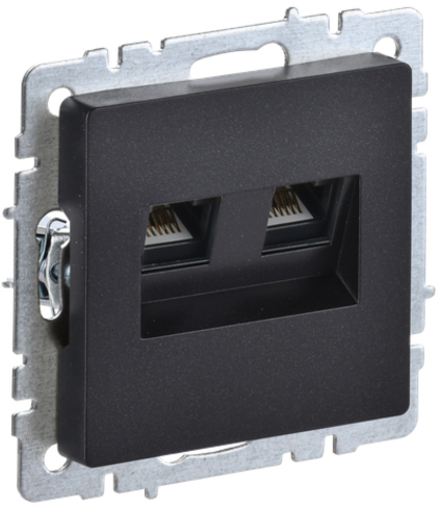 BRITE Розетка компьютерная двойная RJ45 кат.5E РК10-2-БрЧ черный IEK