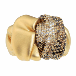 Кольцо с Белыми, Черными и Шампань Бриллиантами, R0132-2/6