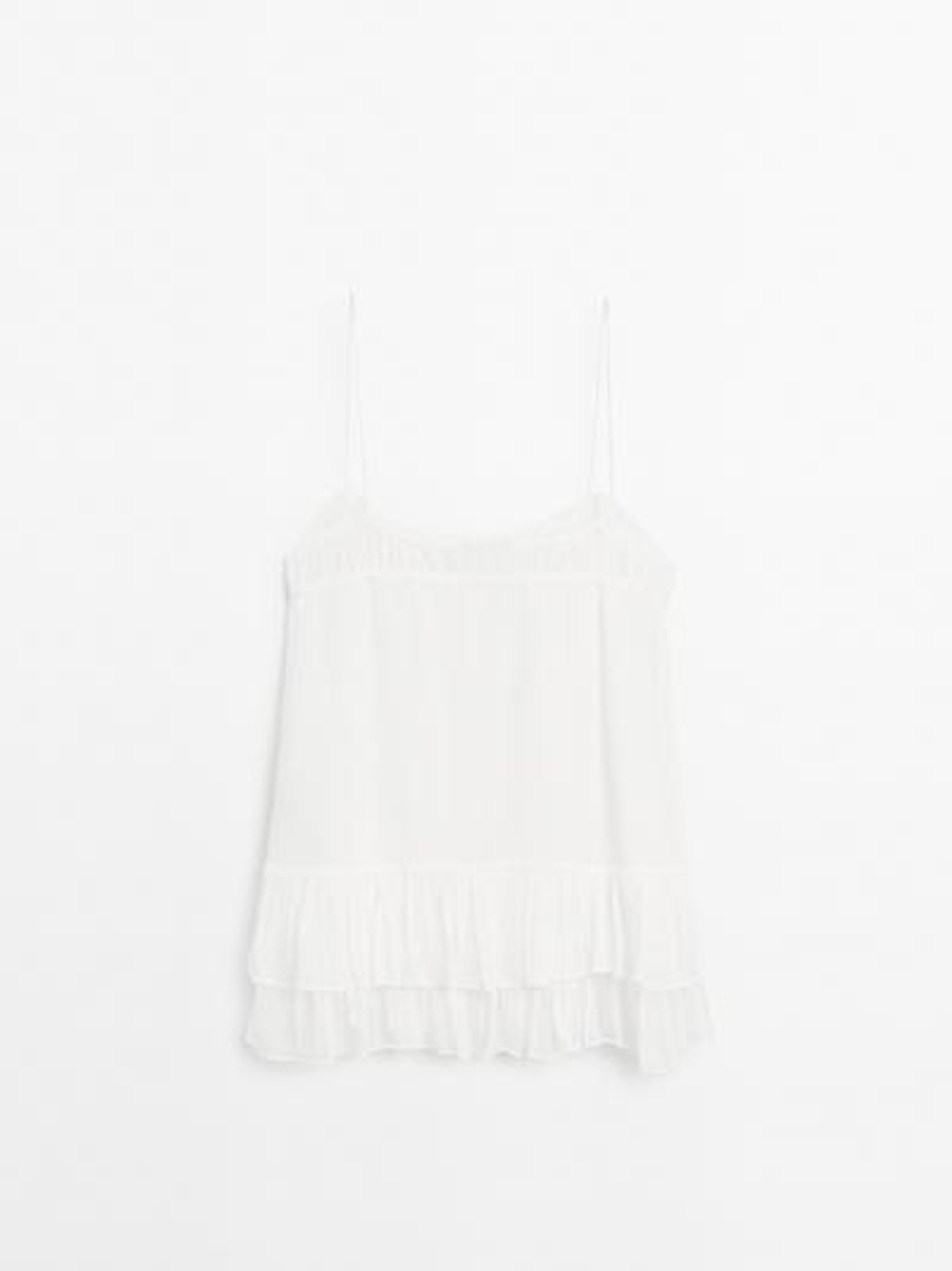 Massimo Dutti Топ свободного кроя на бретелях с воланами, белый