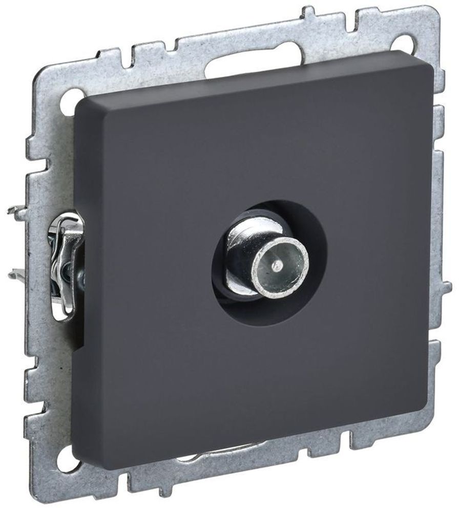 Розетка телевизионная проходная TV СП Brite РТВ10-0-БрГ механизм графит IEK BR-A10-P-K53