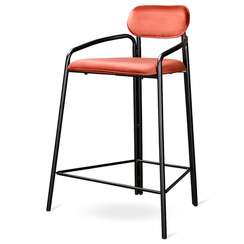 Полубарный стул Ror, Round, темно-красный велюр