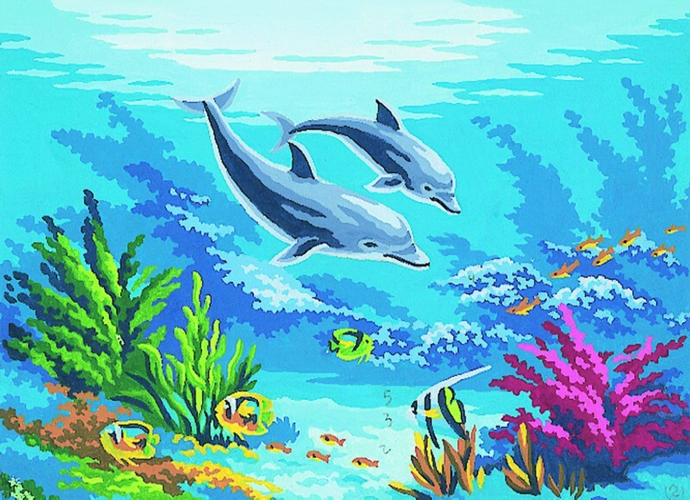 "Дельфины"-6149 канва с рисунком