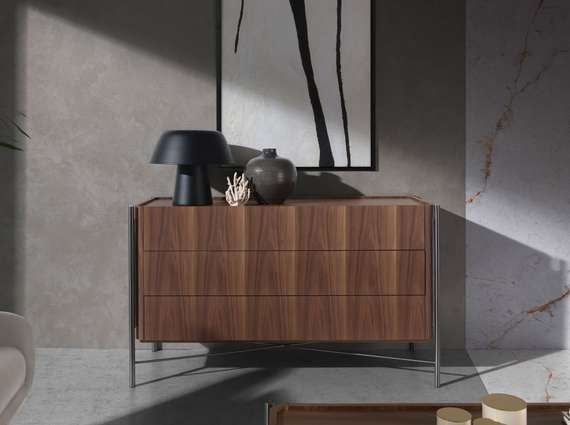 Комод 7139/MC2201DR из ореха и затемненной стали