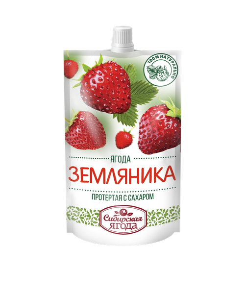 Земляника протертая с сахаром / 280 г / дой-пак / Сибирская ягода