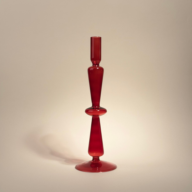 Подсвечник, стекло, красный