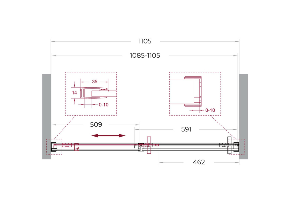 Душевая дверь шириной 110см BelBagno SOFT_CLOSE-1-BF-1-110-C-Cr профиль хром, стекло прозрачное