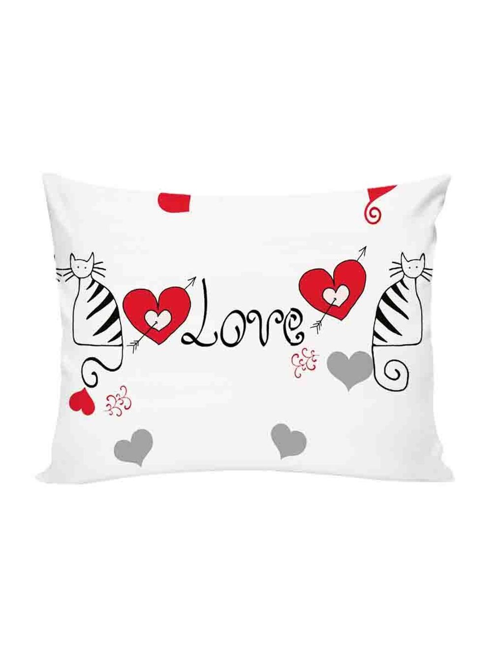 Постельное белье поплин Сказка "Lovecats" 1,5-сп Наволочка 50х70 см 1 шт Простынь на резинке 90x200 см Пододеяльник 145x215 см