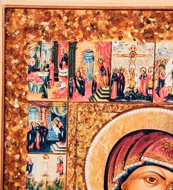 AMB-12/17 Икона «Казанская Божией Матери» (с янтарной крошкой) 45х55см