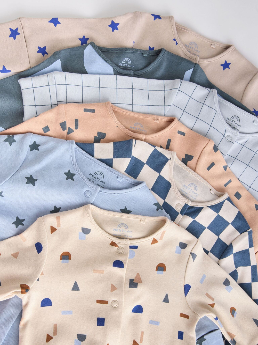 Комбинезон / Cлип для малышей Next K79-515, 7 шт., Голубой, Бежевый