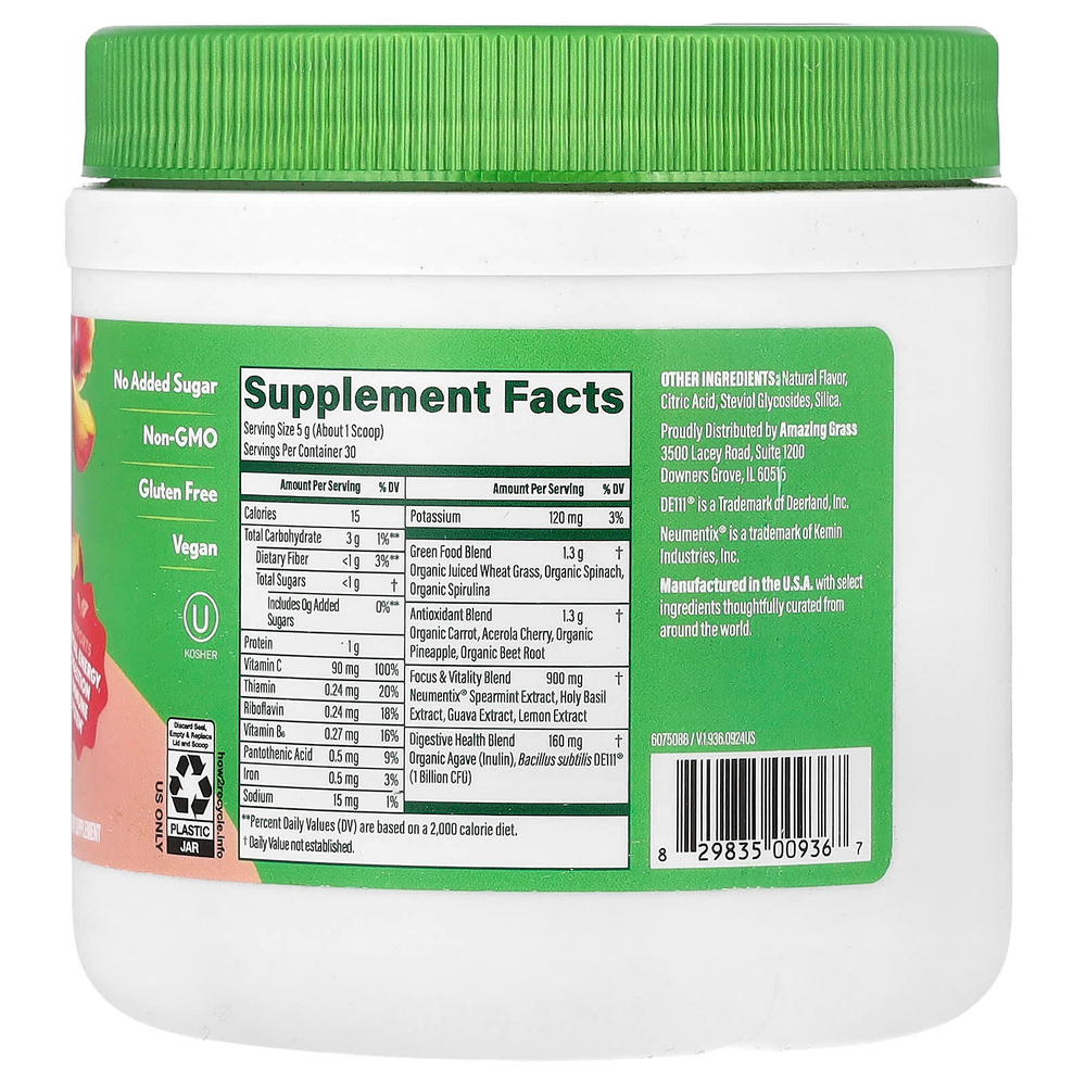 Amazing Grass, сладкая зелень, персик и гибискус, 150 г (5,29 унции)